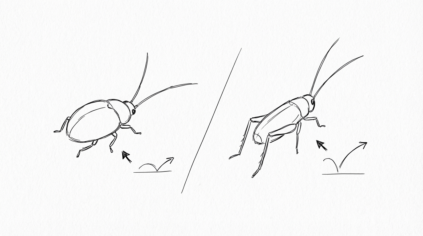 見た目の形と動き方で見分けられます