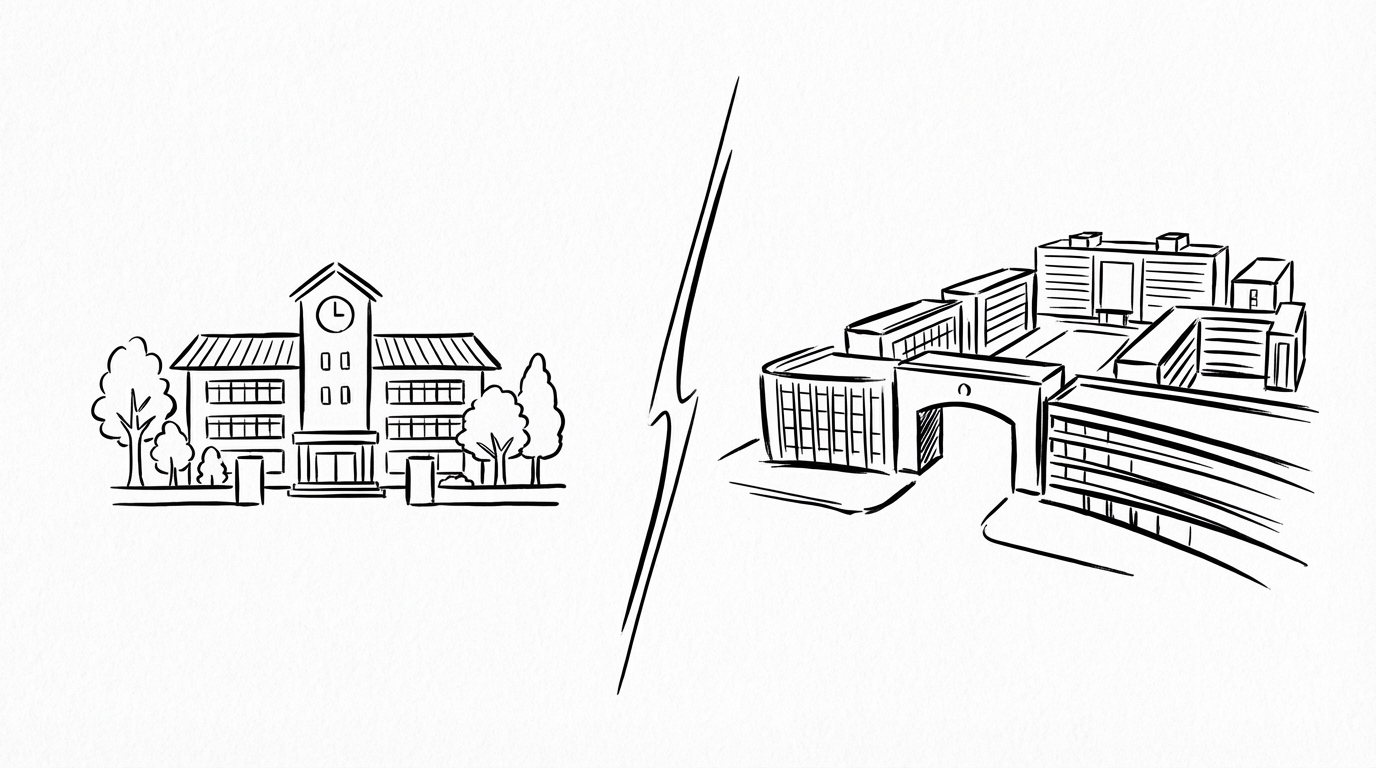 法政中学と法政第二中学は規模と雰囲気に大きな違いがあります