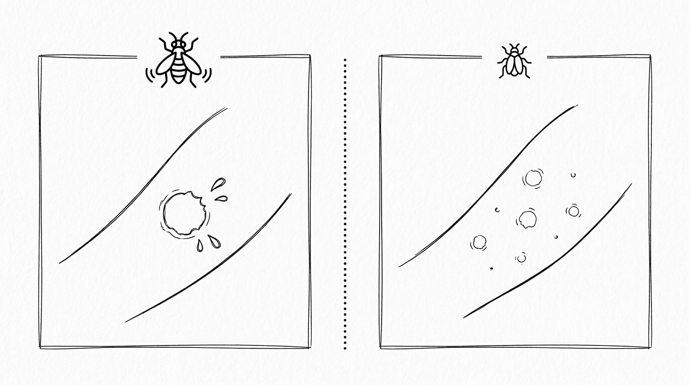 出血の量と傷口の数で見分けることができます